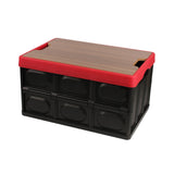 Maxbell Foldable Storage Bin with Lid with Handles Cargo Carrier Car Trunk Organizer Wooden Cover 56L