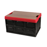 Maxbell Foldable Storage Bin with Lid with Handles Cargo Carrier Car Trunk Organizer Wooden Cover 56L