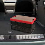 Maxbell Foldable Storage Bin with Lid with Handles Cargo Carrier Car Trunk Organizer Wooden Cover 56L