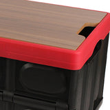Maxbell Foldable Storage Bin with Lid with Handles Cargo Carrier Car Trunk Organizer Wooden Cover 56L