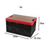 Maxbell Foldable Storage Bin with Lid with Handles Cargo Carrier Car Trunk Organizer Wooden Cover 56L