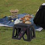 Maxbell Foldable Step Stool Seat Footstool Home Step Stool for Picnic Camping Garden Black Small