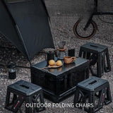 Maxbell Foldable Step Stool Seat Footstool Home Step Stool for Picnic Camping Garden Black Small