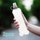Maxbell 2x Soft Folding Water Bottle Portable Drink Bottle for Running Hiking Sports Clear White