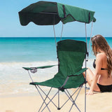 Maxbell Folding Chair with Shade Canopy Portable for Sporting Events Garden Fishing Green