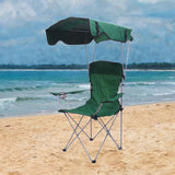 Maxbell Folding Chair with Shade Canopy Portable for Sporting Events Garden Fishing Green