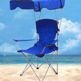 Maxbell Folding Chair with Shade Canopy Portable for Sporting Events Garden Fishing Blue