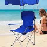 Maxbell Folding Chair with Shade Canopy Portable for Sporting Events Garden Fishing Blue