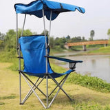 Maxbell Folding Chair with Shade Canopy Portable for Sporting Events Garden Fishing Blue