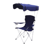 Maxbell Folding Chair with Shade Canopy Portable for Sporting Events Garden Fishing Navy Blue