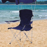 Maxbell Folding Chair with Shade Canopy Portable for Sporting Events Garden Fishing Navy Blue