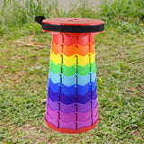 Maxbell Folding Seat Adjustable Portable Telescoping Seat for Indoor Camping Fishing Rainbow