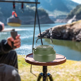 Maxbell Camping Water Kettle 1.35L Cooking Teakettle for Camp Mountaineering Fishing Dark Green