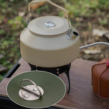 Maxbell Camping Water Kettle 1.35L Cooking Teakettle for Camp Mountaineering Fishing Khaki