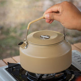 Maxbell Camping Water Kettle 1.35L Cooking Teakettle for Camp Mountaineering Fishing Khaki
