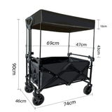 Maxbell Removable Awning Canopy with Rods Attachment for Folding Cart Camping Picnic M and Black