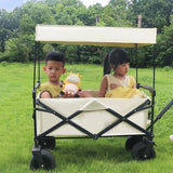 Maxbell Removable Awning Canopy with Rods Attachment for Folding Cart Camping Picnic M and Beige