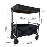 Maxbell Removable Awning Canopy with Rods Attachment for Folding Cart Camping Picnic L and Black