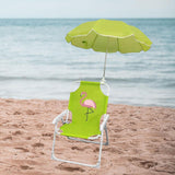 Maxbell Kids Camping Chair with Umbrella Practical Portable for Garden Outside Trips Flamingo