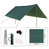 Maxbell Camping Tarp 9.8x9.8ft Rain Tarp Awning Tent Tarp for Beach Picnic Traveling Green
