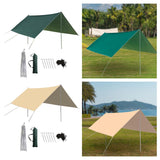 Maxbell Camping Tarp 9.8x9.8ft Rain Tarp Awning Tent Tarp for Beach Picnic Traveling Green