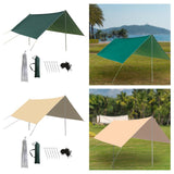 Maxbell Camping Tarp 9.8x9.8ft Rain Tarp Awning Tent Tarp for Beach Picnic Traveling Green