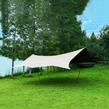 Maxbell Camping Tarp 9.8x9.8ft Rain Tarp Awning Tent Tarp for Beach Picnic Traveling Khaki