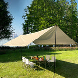 Maxbell Camping Tarp 9.8x9.8ft Rain Tarp Awning Tent Tarp for Beach Picnic Traveling Khaki