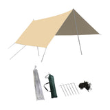 Maxbell Camping Tarp 9.8x9.8ft Rain Tarp Awning Tent Tarp for Beach Picnic Traveling Khaki