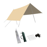 Maxbell Camping Tarp 9.8x9.8ft Rain Tarp Awning Tent Tarp for Beach Picnic Traveling Khaki