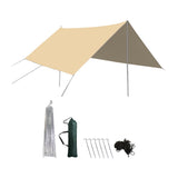 Maxbell Camping Tarp 9.8x9.8ft Rain Tarp Awning Tent Tarp for Beach Picnic Traveling Khaki