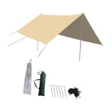 Maxbell Camping Tarp 9.8x9.8ft Rain Tarp Awning Tent Tarp for Beach Picnic Traveling Khaki