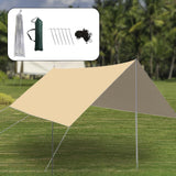 Maxbell Camping Tarp 9.8x9.8ft Rain Tarp Awning Tent Tarp for Beach Picnic Traveling Khaki