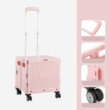 Maxbell Foldable Shopping Cart with Cover Luggage Trolley for Office Camping Laundry Pink