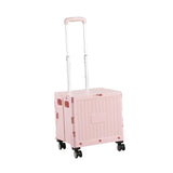 Maxbell Foldable Shopping Cart with Cover Luggage Trolley for Office Camping Laundry Pink