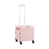 Maxbell Foldable Shopping Cart with Cover Luggage Trolley for Office Camping Laundry Pink