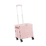 Maxbell Foldable Shopping Cart with Cover Luggage Trolley for Office Camping Laundry Pink