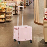 Maxbell Foldable Shopping Cart with Cover Luggage Trolley for Office Camping Laundry Pink