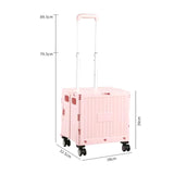 Maxbell Foldable Shopping Cart with Cover Luggage Trolley for Office Camping Laundry Pink