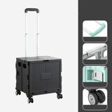 Maxbell Foldable Shopping Cart with Cover Luggage Trolley for Office Camping Laundry Black