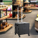 Maxbell Foldable Shopping Cart with Cover Luggage Trolley for Office Camping Laundry Black