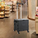 Maxbell Foldable Shopping Cart with Cover Luggage Trolley for Office Camping Laundry Black