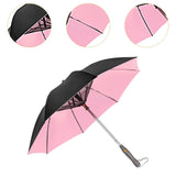 Maxbell Umbrella with Fan USB Rechargeable Stick Umbrella for Men Women Sand Camping pink