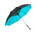 Maxbell Umbrella with Fan USB Rechargeable Stick Umbrella for Men Women Sand Camping blue