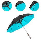 Maxbell Umbrella with Fan USB Rechargeable Stick Umbrella for Men Women Sand Camping blue