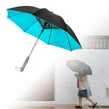 Maxbell Umbrella with Fan USB Rechargeable Stick Umbrella for Men Women Sand Camping blue