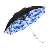 Maxbell Umbrella with Fan USB Rechargeable Stick Umbrella for Men Women Sand Camping sky and clouds