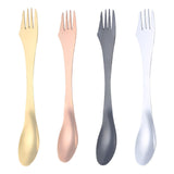 Maxbell 3 in 1 Spork Fork Spoon Knife Camping Utensil for Backpacking Picnic Kitchen Gold