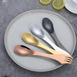 Maxbell 3 in 1 Spork Fork Spoon Knife Camping Utensil for Backpacking Picnic Kitchen Silver