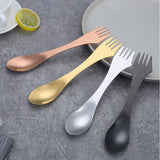 Maxbell 3 in 1 Spork Fork Spoon Knife Camping Utensil for Backpacking Picnic Kitchen Silver
